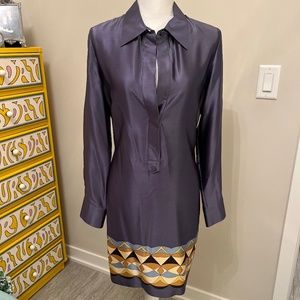 Laundry by Shelli Segal Popover Silk Shirt Dress Size 10
